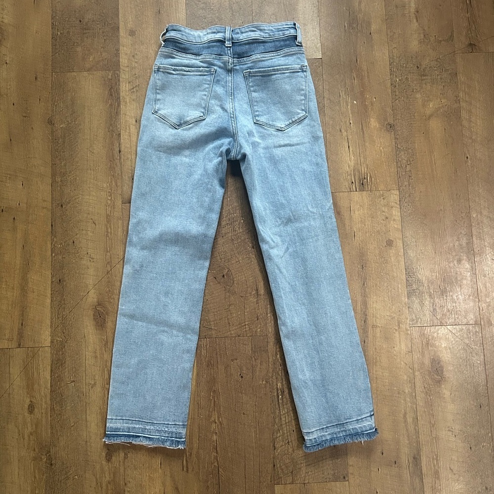Flying Monkey High Rise Two-Tone Panel Skinny Cropped Ankle Jeans | Size 25 - Picture 7 of 10